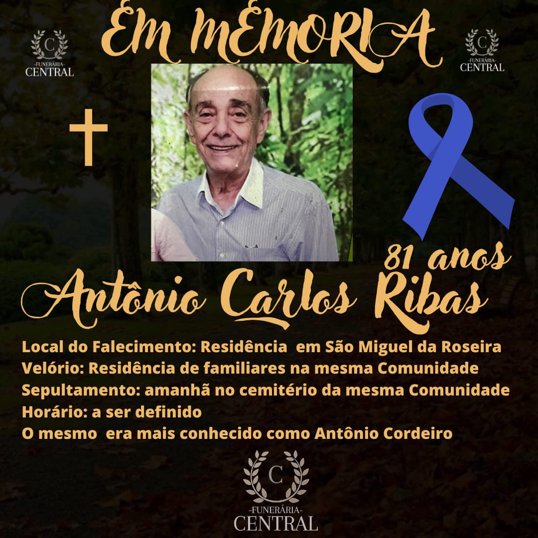 Falecimento De Ant Nio Carlos Ribas Portal Rdx