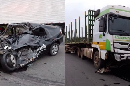 URGENTE: Grave acidente entre carro e carreta em Fluviópolis deixa um óbito
